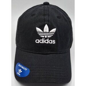 Adidas Embroidered 100% Cotton Black Adjustable Strapback Baseball Hat Cap New